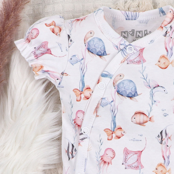 ABN-5473 Underwater World Nini obálkové body - organická bavlna, krátky rukáv