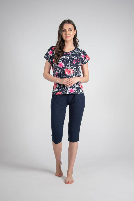 676 Dámske pyžamo s podrážkou Forex - tmavomodré