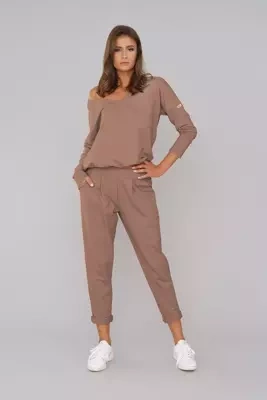 Karina Dámsky set s dlhým rukávom, nohavice Italian Fashion - karamelová