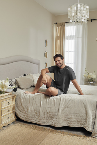 Abel Pánske pyžamo s krátkym rukávom, šortky Talianska móda - grafit/potlač