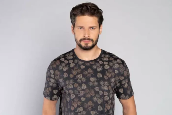 Pinus Pyžamo Pánske s krátkym rukávom, dlhé nohavice Talianska móda - potlač/grafit