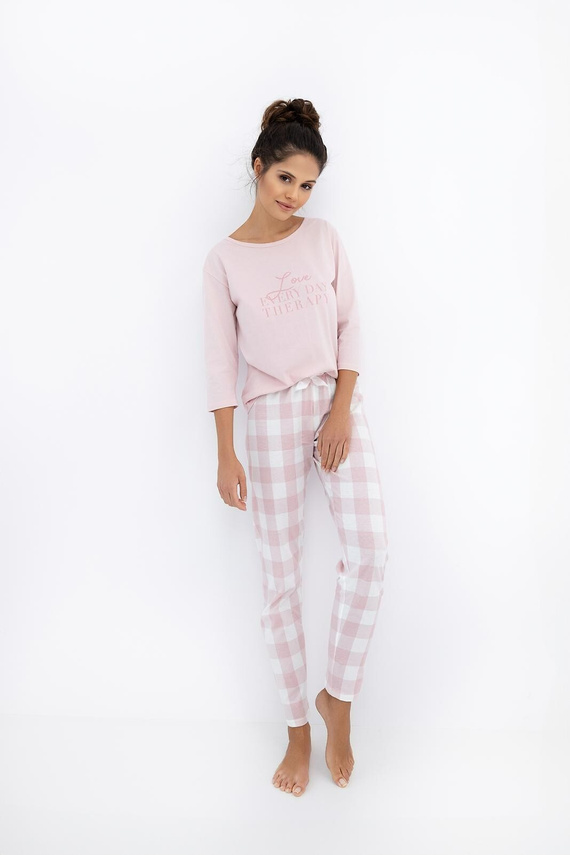 Dámske pyžamo Annabelle Sensis - bavlna, s károvanými flanelovými nohavicami