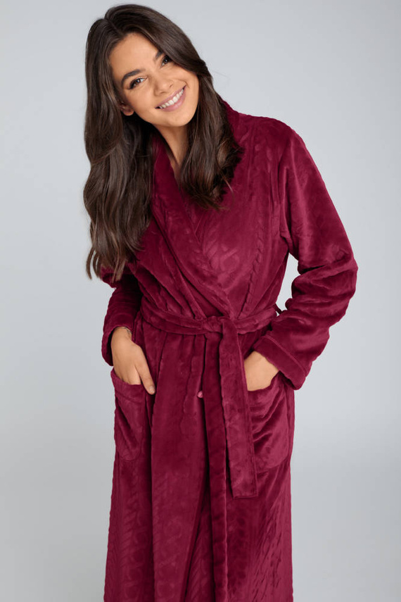 Dámsky flísový župan Bona Italian Fashion - bordový