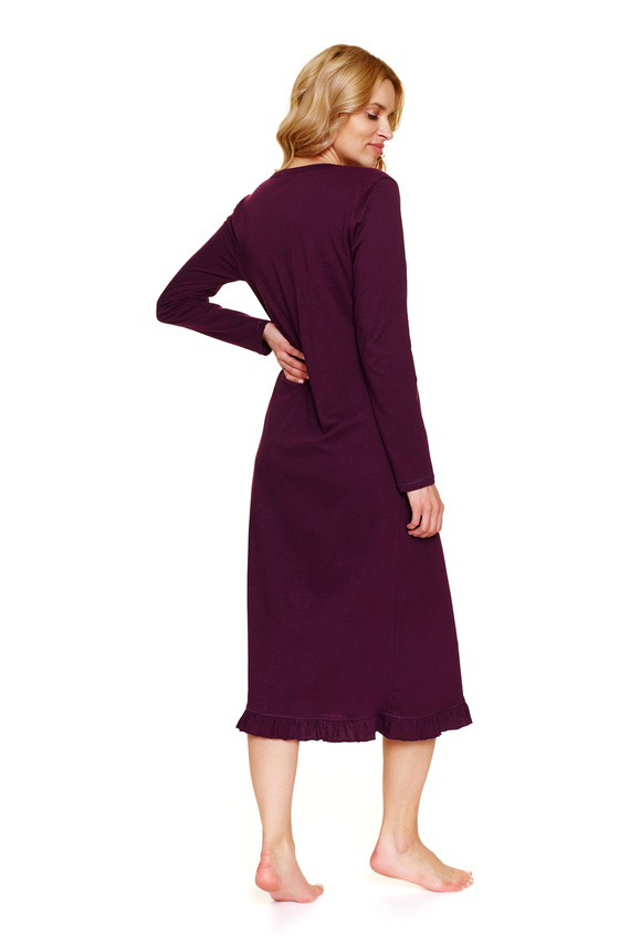 7318 Doctor Nap - Nočná košeľa pre tehotné a dojčiace ženy z bavlny | Poľská výroba - bordová