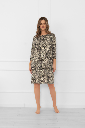 Dámska nočná košeľa Kenia Italian Fashion - leopardia potlač, 3/4 rukáv