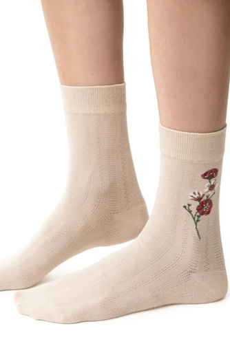 Dámske ponožky Steven Planet Earth art.017 svetlo béžová 042- bavlna, vzory, pohodlie