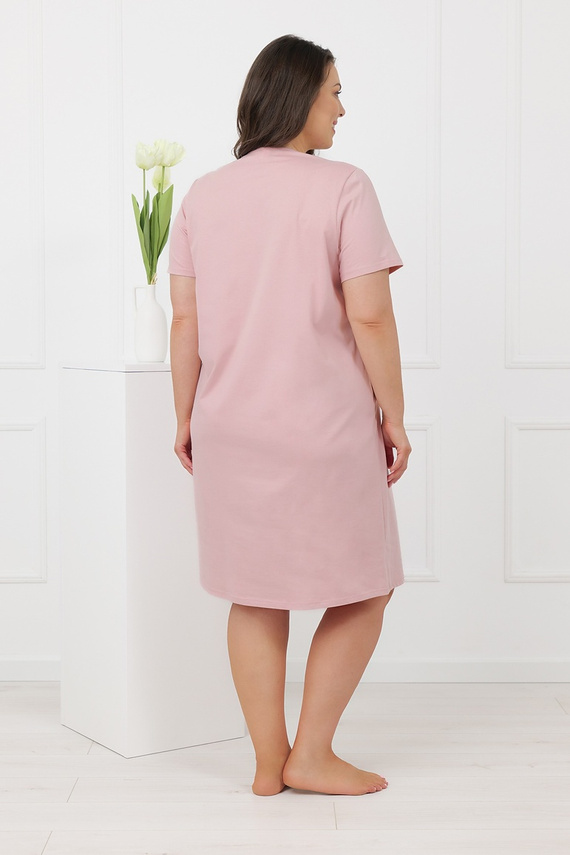 Hemaria Italian Fashion bavlnená nočná košeľa dámska plus size - pudrová ružová