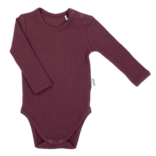 217097 Bavlnené body Alisa Nicol - bordové, rebrované, s dlhým rukávom