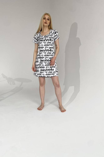 645 Úžasná nočná košeľa Forex - bielo-zelená