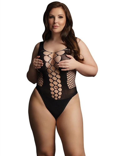 Body DES019 Le Désir čierne body s výrezmi a výstrihom S-L, XL-4XL