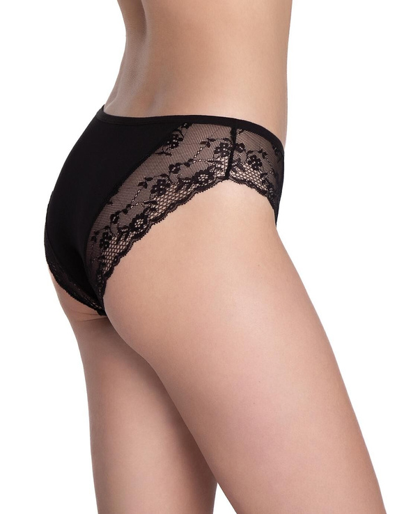 Lama L-1590 BI spodný diel bikín - bavlnené bikiny s čipkou a mašľou, 2 kusy v balení