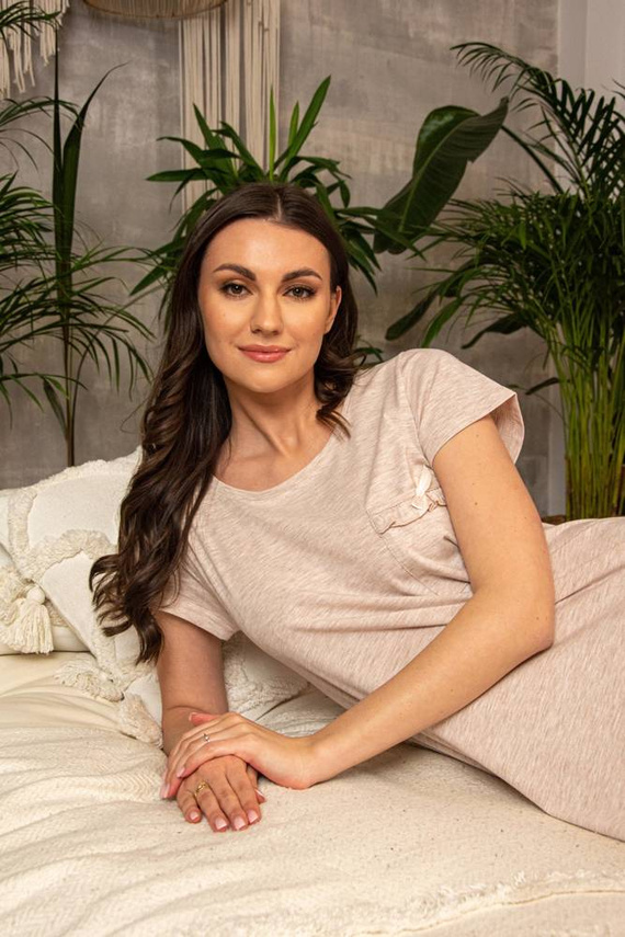 677 Mariposa II Forex nočná košeľa - béžová melanž