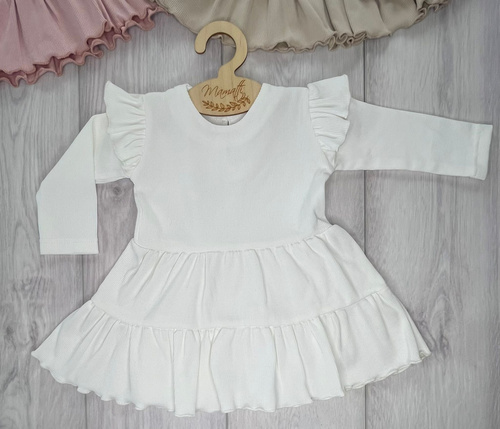 Mamatti SP502 Dievčenské šaty s motýlími rukávmi 97% bavlna - ecru