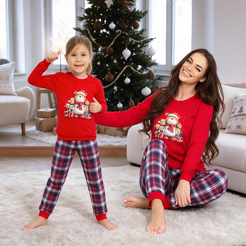 Cornette 594/205 592/205 Family Christmas dievčenské bavlnené pyžamo červené