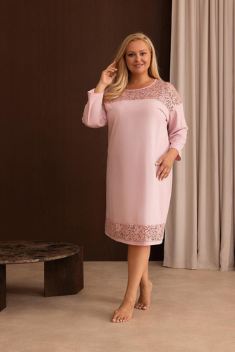 Dámska nočná košeľa Regina 2014 100% bavlna čipka elegantná ružová