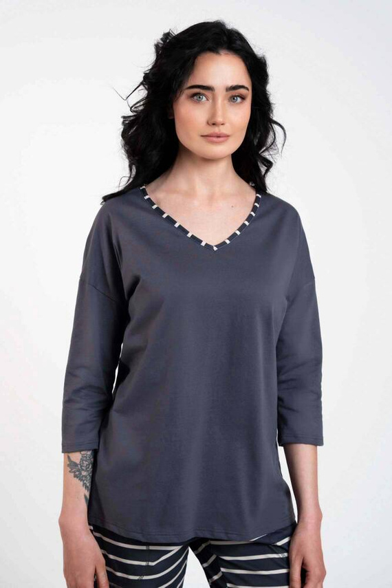 Betty Dámske pyžamo 3/4 rukáv, dlhé nohavice Italian Fashion - grafitová/grafitová potlač