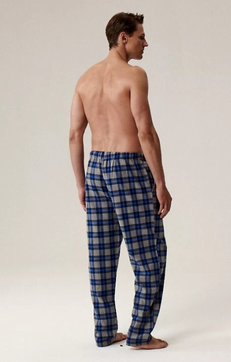 NMB -045 Atlantic grey - pánske kockované flanelové pyžamové nohavice