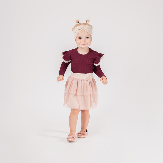 217138 Bavlnená blúzka Alisa Nicol - dlhý rukáv, bordová, volániky s čipkou