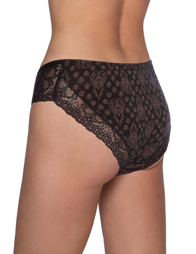 Lama L-1606 BI Dámske bavlnené bikini nohavičky s čipkou čierne 2-pak