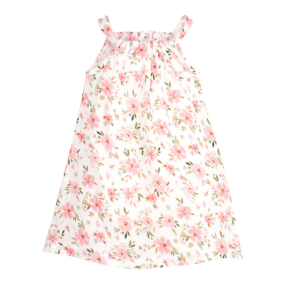 Mušelínové šaty bez ramienok Kvety ecru Pinokio s kvetinovou potlačou