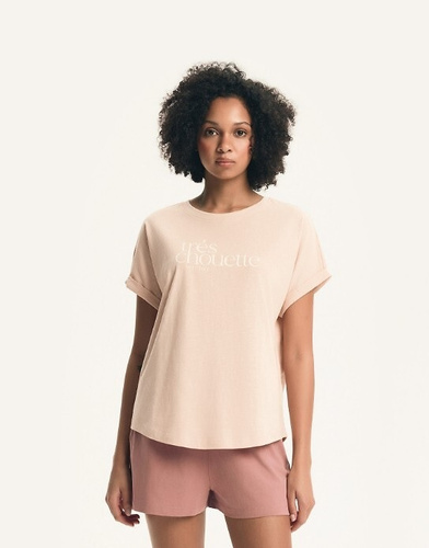 Dámske pyžamo 44487 peach Emela Henderson - Bavlna, krátky rukáv, šortky, nastaviteľný pás