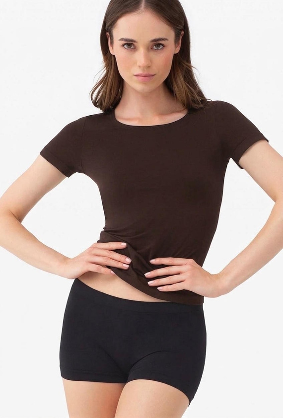 Gatta T-Shirt 2K 608 dámske bezšvové tričko z mikrovlákna s krátkym rukávom dark choco