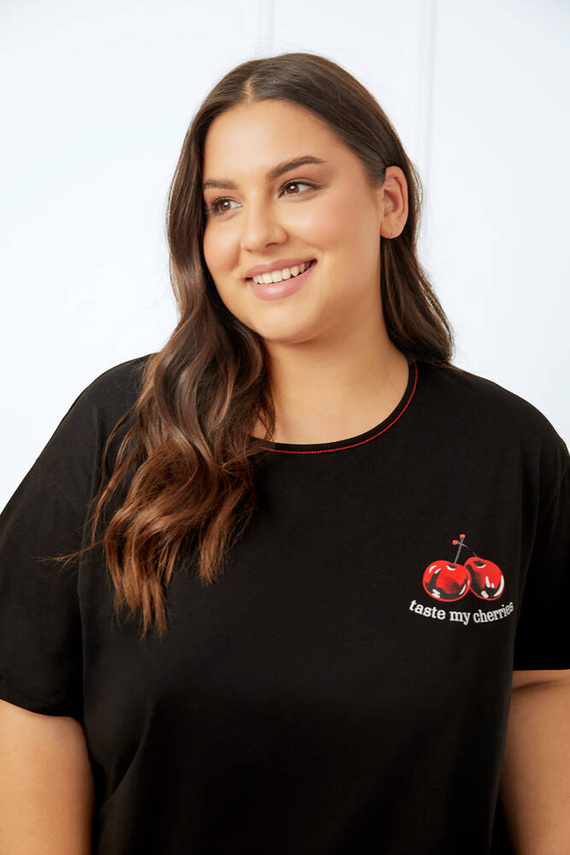 Cherry Dámske pyžamo s krátkym rukávom, krátke nohavice Italian Fashion - čierna/potlač