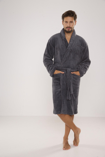 811 De Lafense pánsky plyšový župan - sivý