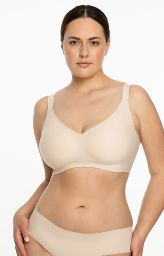 Jelly Bra Comfort Julimex black beige - podprsenka bez kostice pre veľké prsia