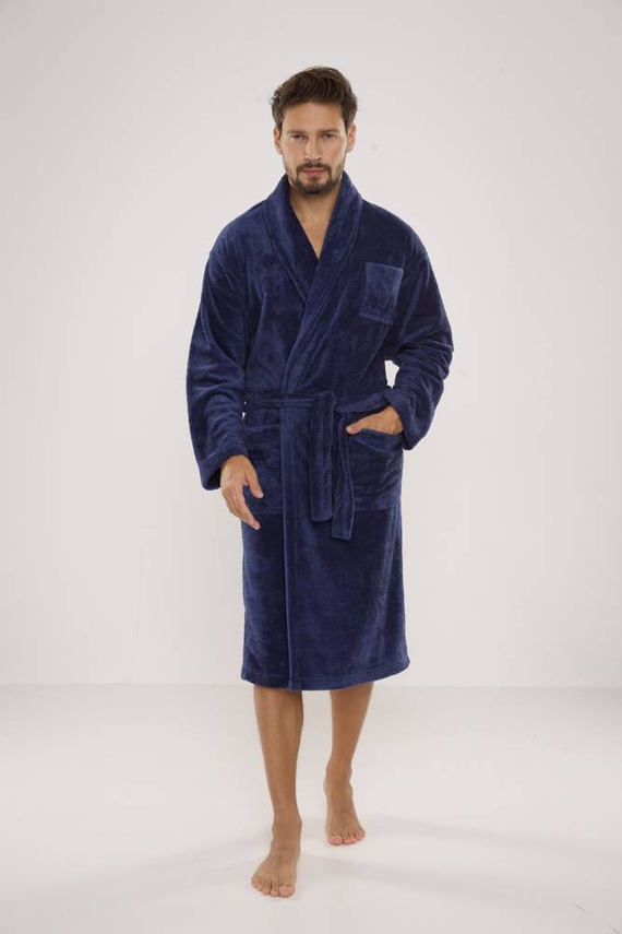 811 De Lafense pánsky plyšový župan - denim