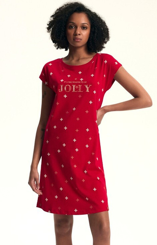 43720 Vianočná dámska nočná košeľa Dotie Henderson - bavlna, krátky rukáv