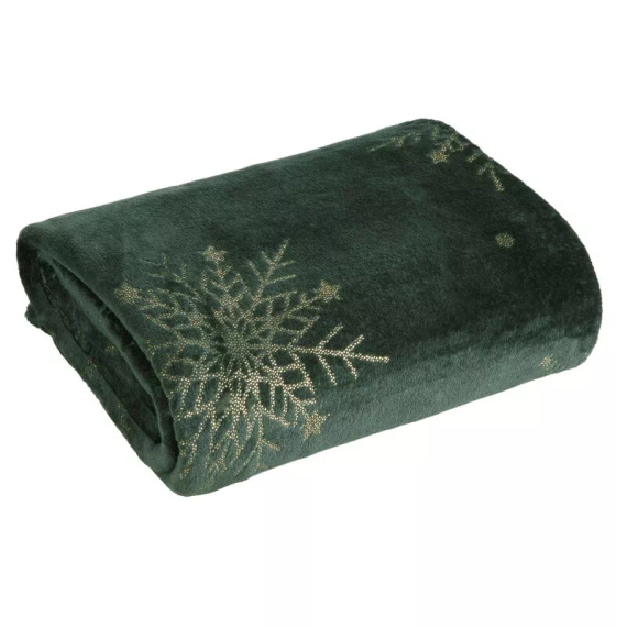 Eurofirany Vianočná prikrývka zelená - mäkký prehoz z mikrovlákna, 240 g/m²