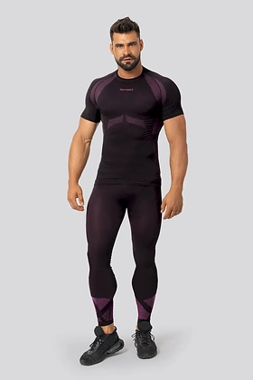 Brubeck Breeze 2.0 pánske termo tričko Nilit Breeze krátky rukáv Black/Purple
