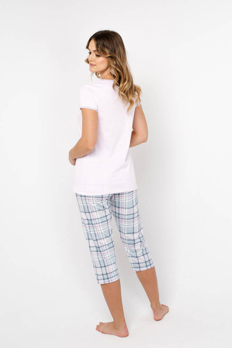 Glamour Dámske pyžamo s krátkym rukávom a 3/4 nohavicami Italian Fashion - ružová/potlač