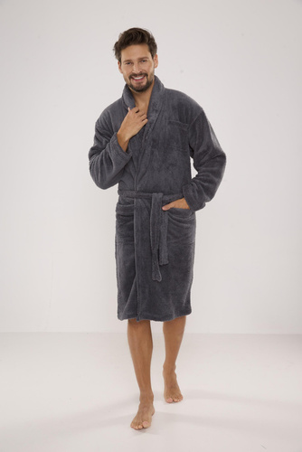 811 De Lafense pánsky plyšový župan - sivý