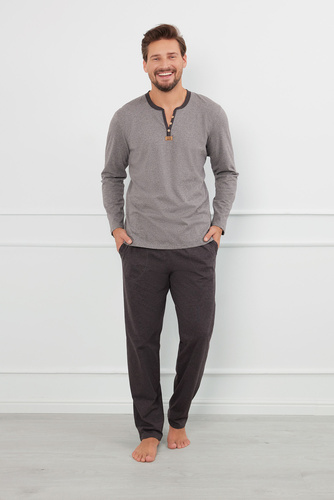 Julius Pánske pyžamo s dlhým rukávom, dlhé nohavice Talianska móda -¶r.melange/c.melange