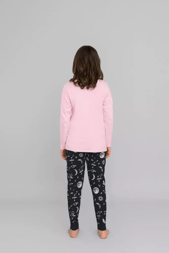 Umbra Dievčenské pyžamo s dlhým rukávom a nohavicami Italian Fashion- lososová/potlač