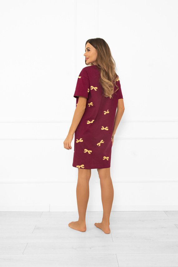 Kwadro Dámska nočná košeľa Italian Fashion - bavlnená, s krátkym rukávom, s mašľami