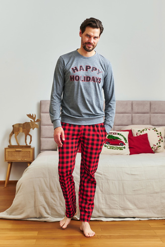 7344 Pánske tmavosivé pyžamo Doctor Nap - 100% bavlna