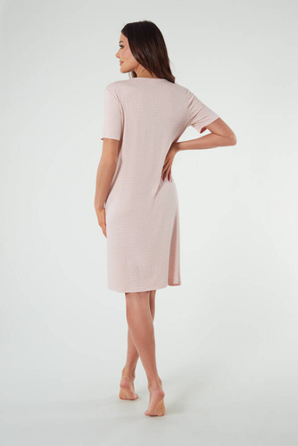 Puntini Dámska nočná košeľa s krátkym rukávom Italian Fashion - púdrovo ružová