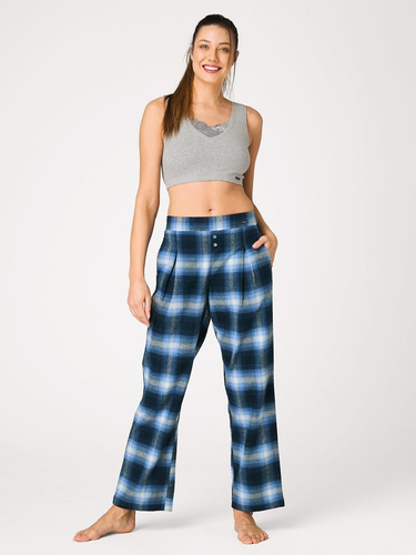 Dámske pyžamové nohavice Key LHE 465 jeans – flanel, 100 % bavlna