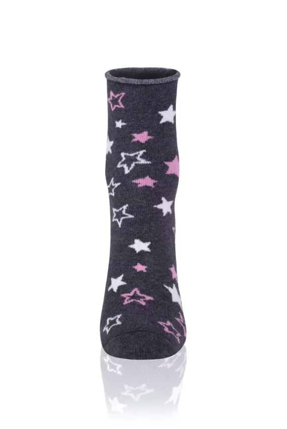 S143D Antilia Dlhé ponožky Italian Fashion - tmavý melír/biela/ružová