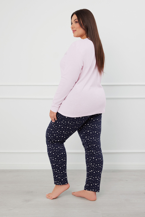 Libra Dámske pyžamo s dlhým rukávom a nohavicami Italian Fashion - ružová/potlač