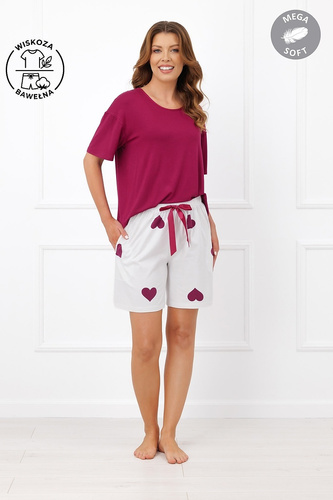 Italian Fashion Kioga Dámska pyžama z viskózy Mega Soft šortky srdcia