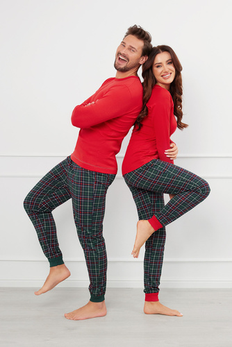 Foggia Dámske pyžamo s dlhým rukávom a dlhými nohavicami Italian Fashion - červená/potlač