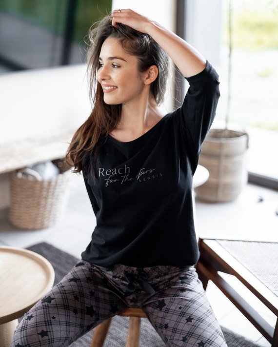 Sensis Reach For The Stars Dámske pyžamo - čierno-hnedé