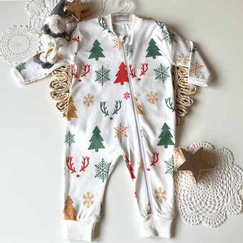 Detské pyžamo Mamatti PS01 Merry Christmas - bez nožičiek, na zips