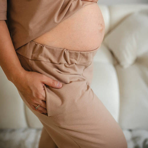 Eevi for Women Dámske tepláky béžové - voľné, bavlna + modal, pohodlné