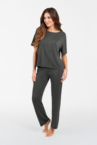 Akord Dámska súprava s krátkym rukávom a dlhými nohavicami Italian Fashion - dark melange