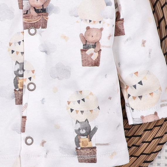 ABN-5540 Nini Happy Animals detské body z organickej bavlny - bez niklových cvočkov, bezpečné a pohodlné pre dieťa